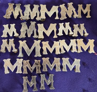 Mexico Silver Initial Alphabet Letter ''M'' x 21 - Saddle Bridle Belt Leather Trim