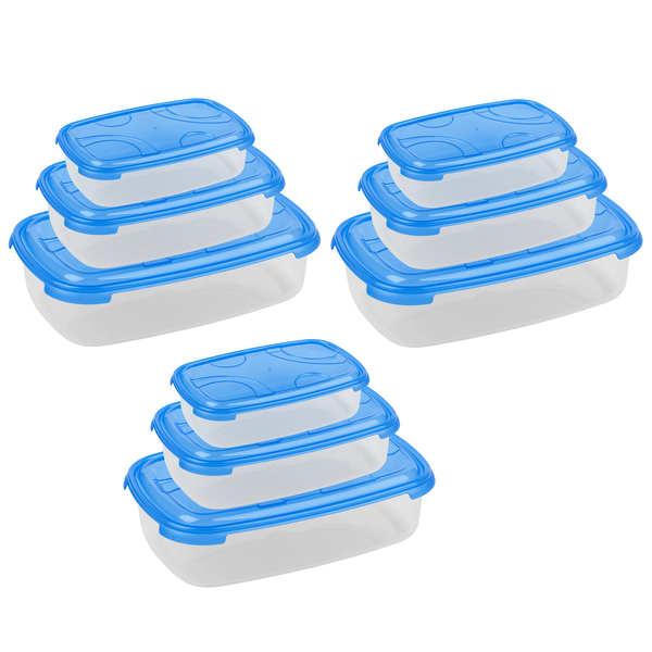 3X 3-Teilige Rechteckige Frischhaltedose Deckel BehäLter Aufbewahrungsbox Blau-image