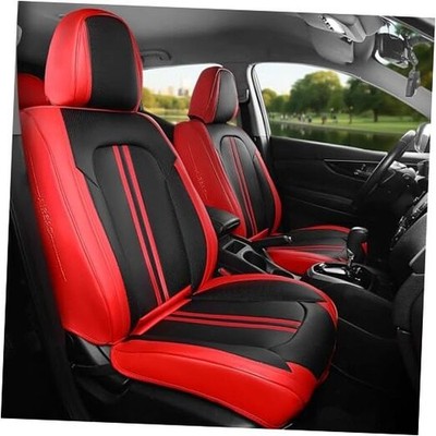 Car Seat Covers Full Set, Black Red Waterproof #1 F9 Full Set - 5PCS Black-Red