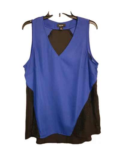 ALYX Top donna smanicato nero e blu con pizzo 100% poliestere