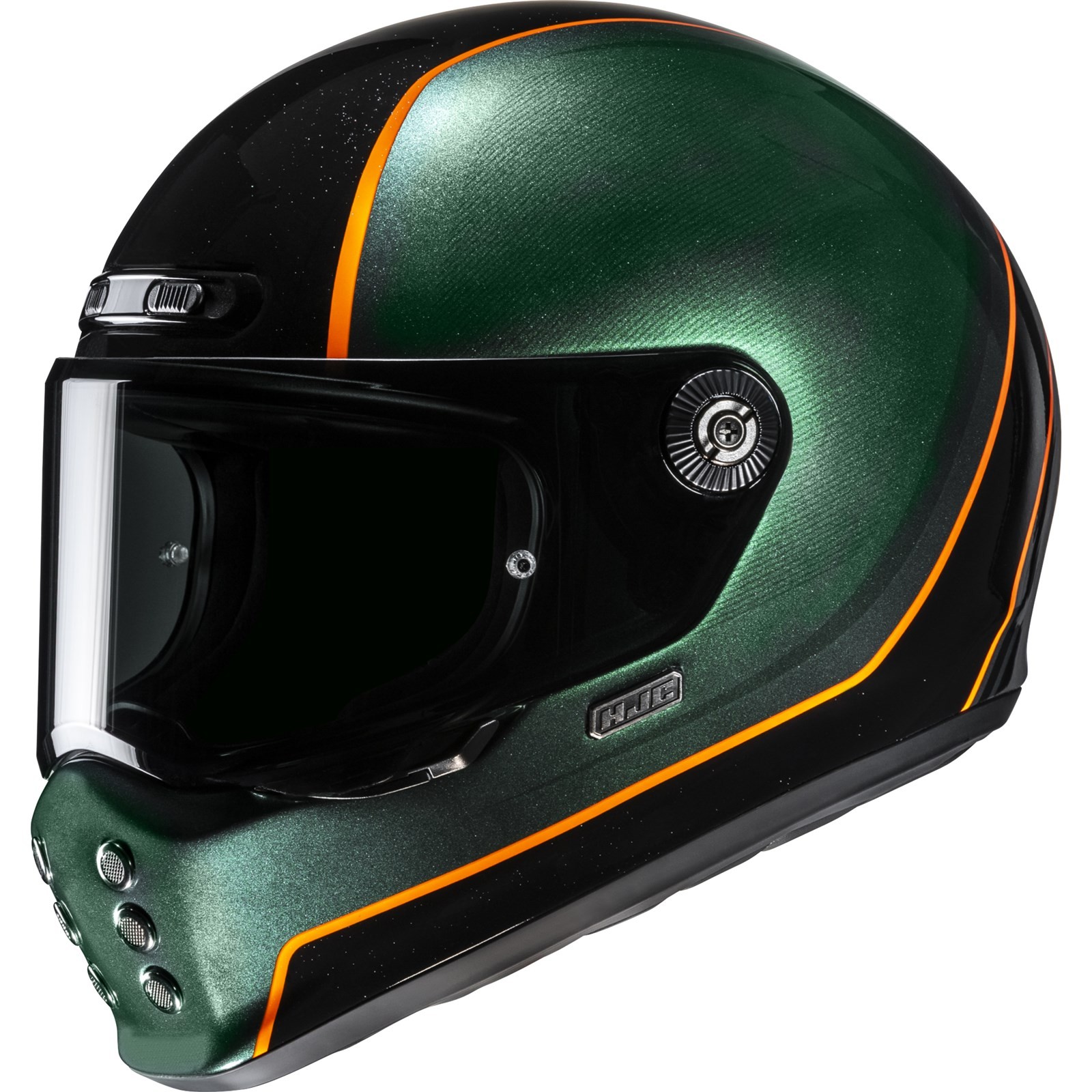 Hjc Men's Green/Black/Orange V10 Hodu Helmet - Image 2