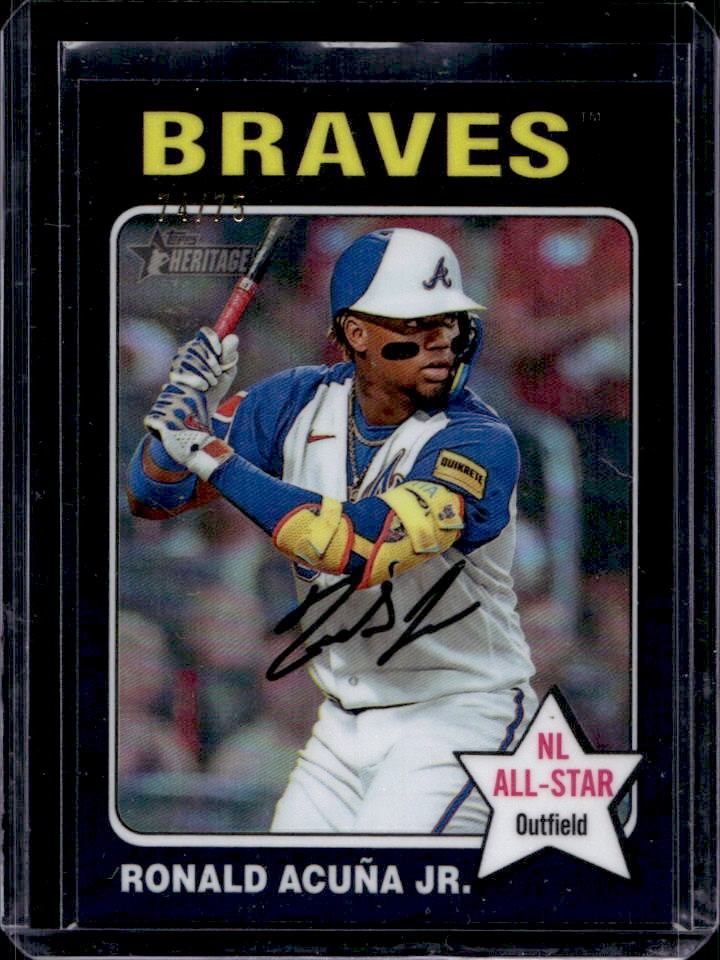 2024 Topps Heritage Ronald Acuna Jr. Chrome Black Refractor #/75 Braves