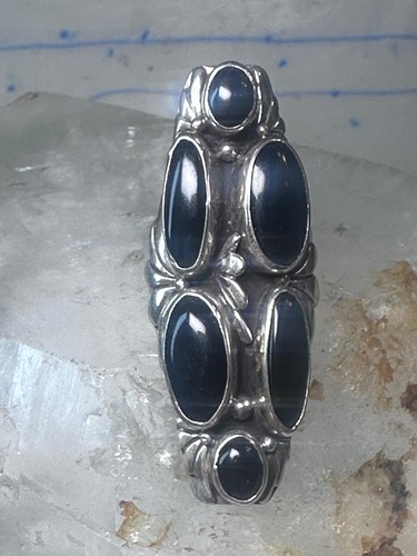 Vintage onyx ring Long Southwestern size 6.75 Sterling silver women