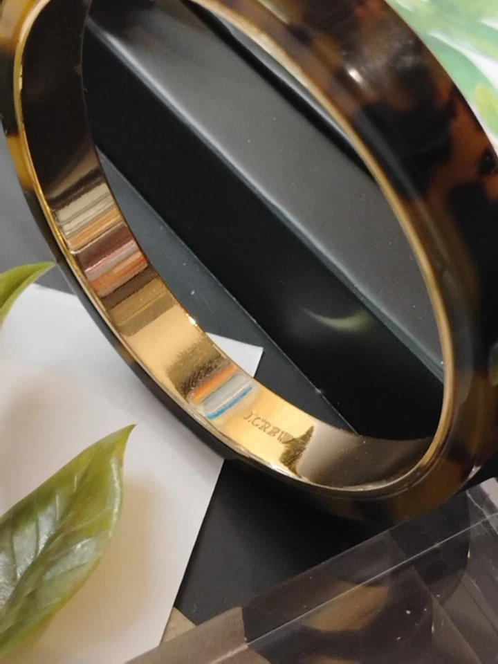 Diseñador J. ¡Brazalete firmado CREW imitación caparazón de tortuga usado tono dorado! Foto 3 de 4