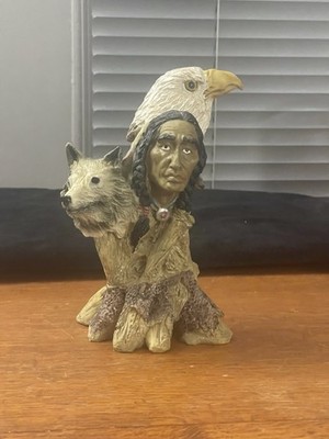 resin collectible figurine depicting a Native American Indian Chief 