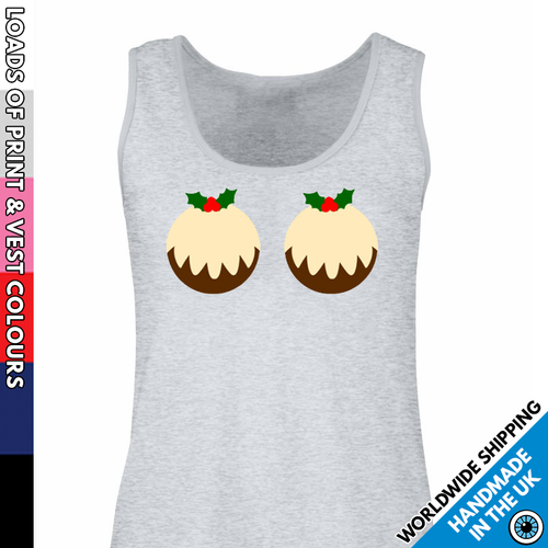 Ladies Christmas Puddings Vest • Tank 