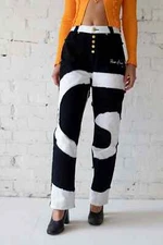 House of Sunny "Across the Universe" Patchwork Jessie Jeans Black/White Sz 4 US