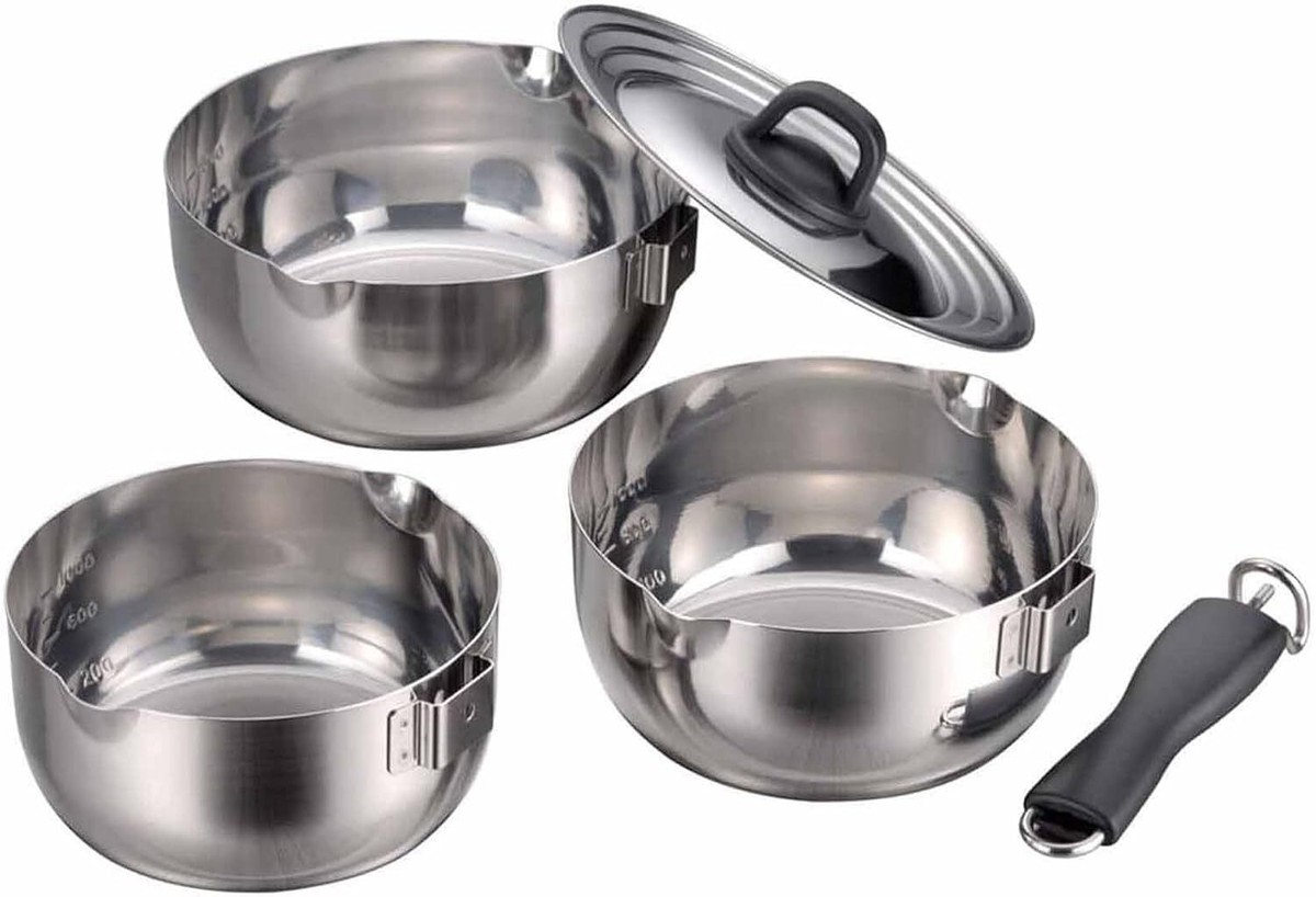 SIMOMURA KIHAN Detachable Handle Saucepan 3-Piece Set Made SIMOMURA KIHAN Detachable Handle Saucepan 3-Piece Set Made