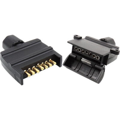 2Set TRAILER PLUG 7 PIN FLAT MALE TO 7 PIN FLAT FEMALE RECTANGLE ...