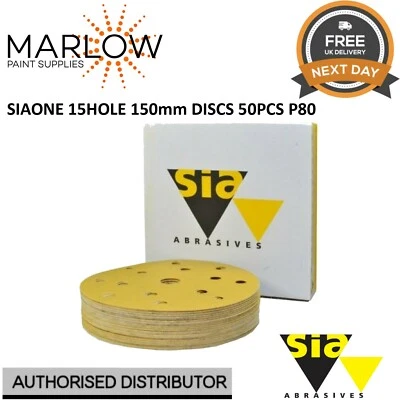 SIA ABRASIVES 1944 SIAONE 150MM 6'' GRIP DA PAPER SANDING DISCS PK50 P80