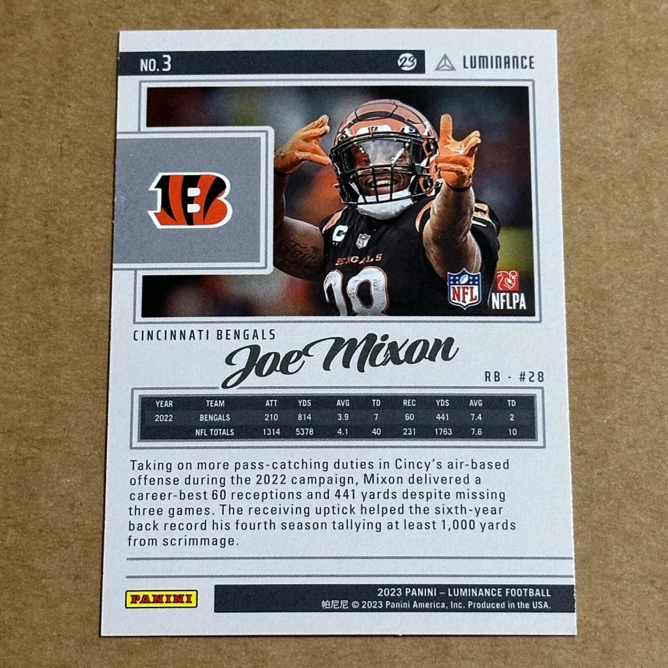 2023 Panini Luminance - #3 Joe Mixon Cincinnati Bengals  - Image 2 of 2