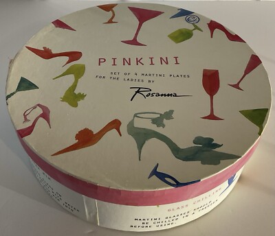 Rosanna Pinkini 4 Martini Salad Plates Drink Recipes Ladies Night Party Fun Gift