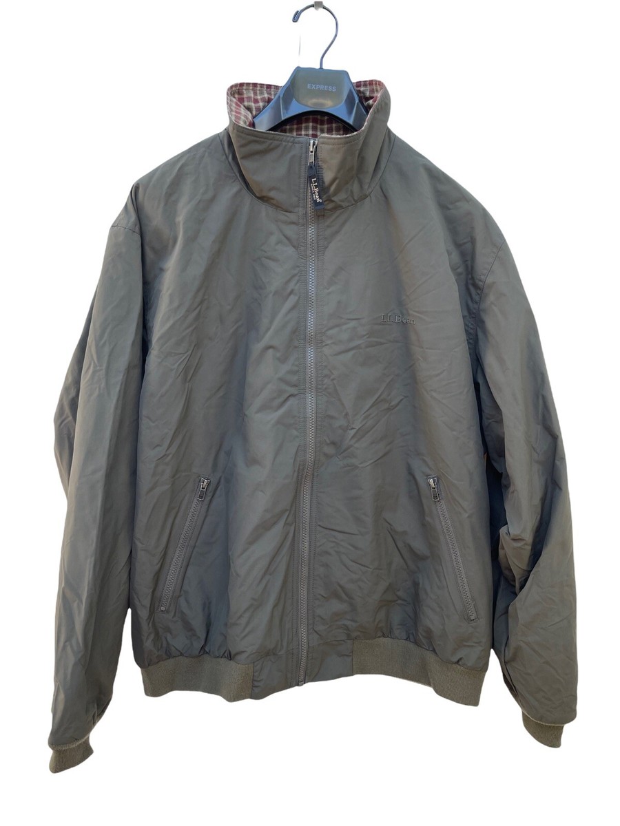 。 LL Bean Vintage Flannel Lined Jacket Windbreaker Mens XL Golf Zip
