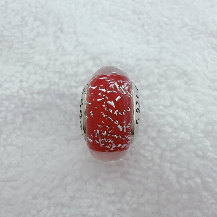 925 Silver Murano Glass European Rose Flower Charm Large Hole Bead