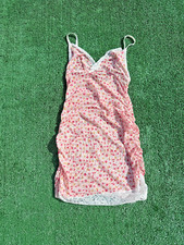Womens Cute Coquette Lace Sheer Floral Pink Lingerie Size M Long Fit