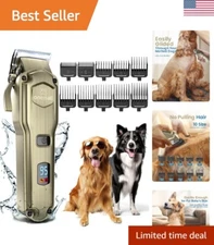 Professional Pet Grooming Clippers - Quiet, Cordless, and Waterproof Design Gold