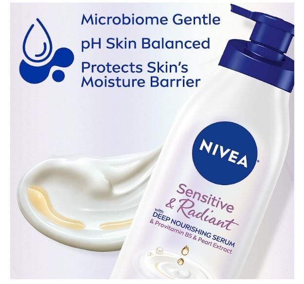 NIVEA Sensitive and Radiant Body Lotion for Sensitive Skin Unscented Body Lotion