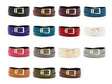 Men's Wide Bonded Leather Belt in Colors LIZARD Skin Pattern Gold-Tone Buckle