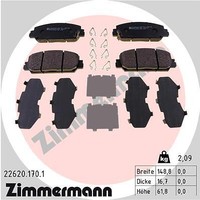 Zimmermann 22620.170.1 Bremsbelagsatz, Scheibenbremse Vorderachse FÜR Honda Hond