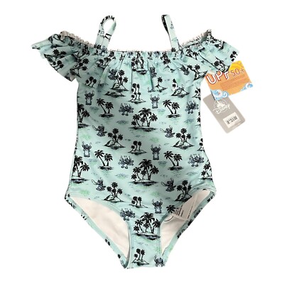 Disney Store Girls Size 5/6 1 Piece Stitch Swimsuit New