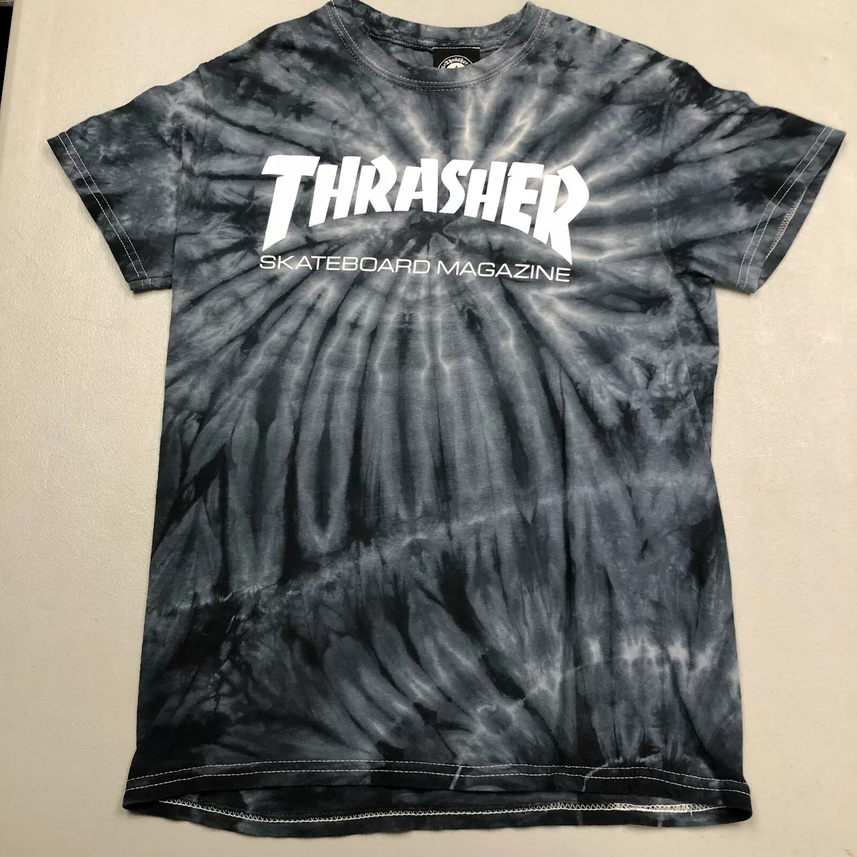 Thrasher Skateboard Magazine Logo S Small Black Tie Dye T Shirt