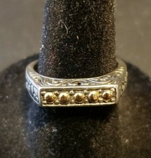 Artisan-Crafted Sterling Silver 14K Gold Band Style Ring
