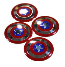 4x Captain America Wheel Hub Center Cap Sticker Decal Shield 2.20 Diameter