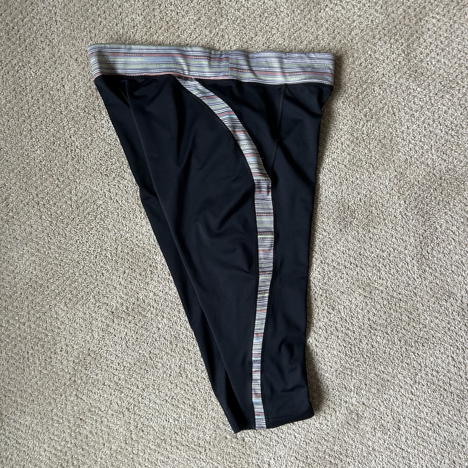 Leggings Fila Sport Performance Running Crop Capri Multicolore Nero Righe Large