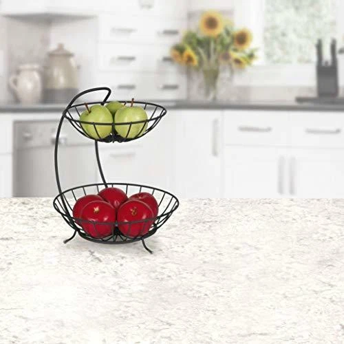 Servidor arqueado Spectrum Diversified Yumi apilado, cuencos de 2 niveles, mesa de comedor y Foto 3 de 4