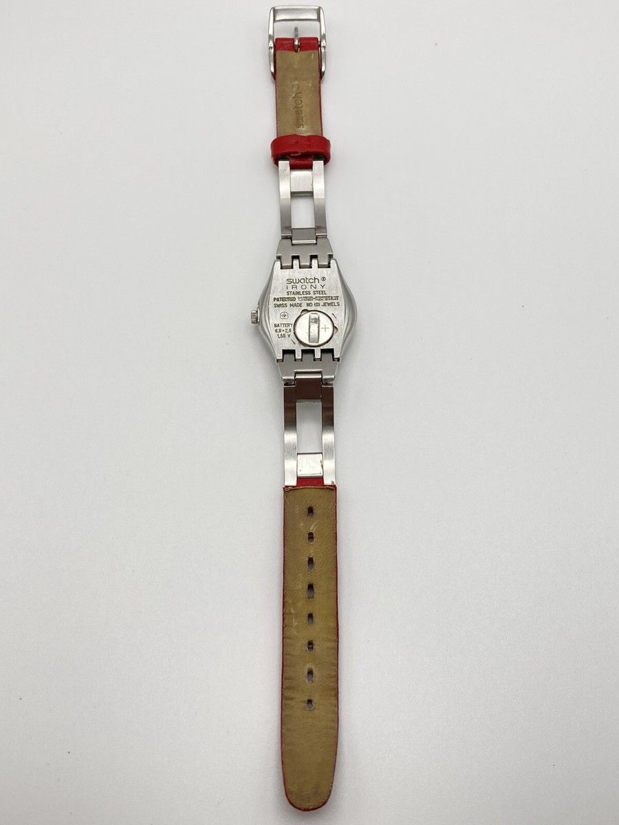 Swatch Irony AG2003 Ladies Stainless Steel Red Leather Band Watch