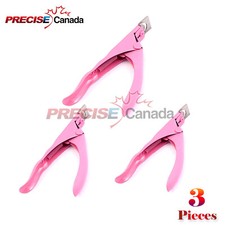3 Pcs Professional Nail Clipper Acrylic UV Gel False Tips Cutter  Pink 