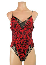 VTG 90s Rose Floral Faux Suede Bodysuit Grunge Lace Romper Teddy Lingerie Sz S