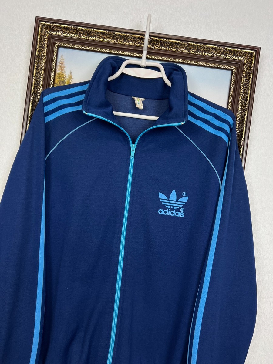 Vintage 80's Adidas Originals Blue Jacket Zip Athletic Track