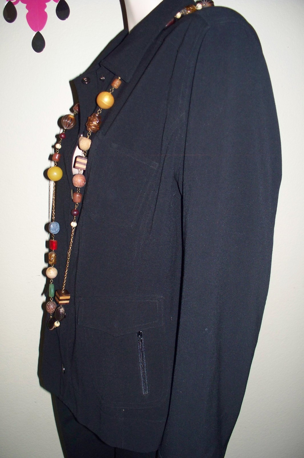 Chico's Women's Solid Black Snap Front Soft Thin … - image 3