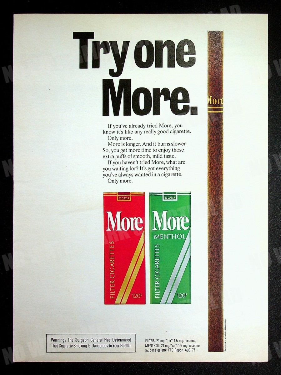 more cigarettes price More Menthol Cigarettes 1978 Trade Print Magazine Ad Poster ADVERT