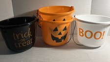 4pk Flash Light Up Halloween Orange Jack O Lantern Trick Or Treat Boo Buckets