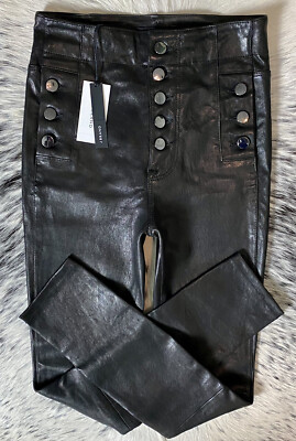 HIGH-RISE LEATHER SKINNY PANTS 