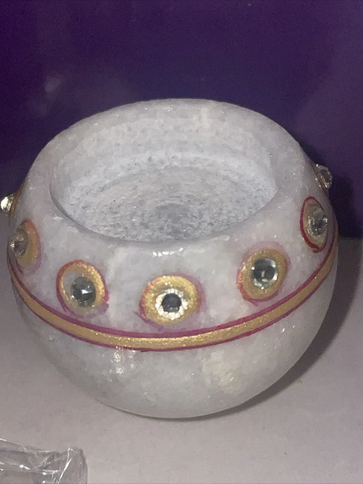 Handcrafter Makrana Marble Table Clock with hand enamelling - Boxed / Untested - Image 2 of 4