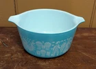Vintage Pyrex #473 Turquoise Blue Amish Butterprint 1 QT Casserole Dish No Lid