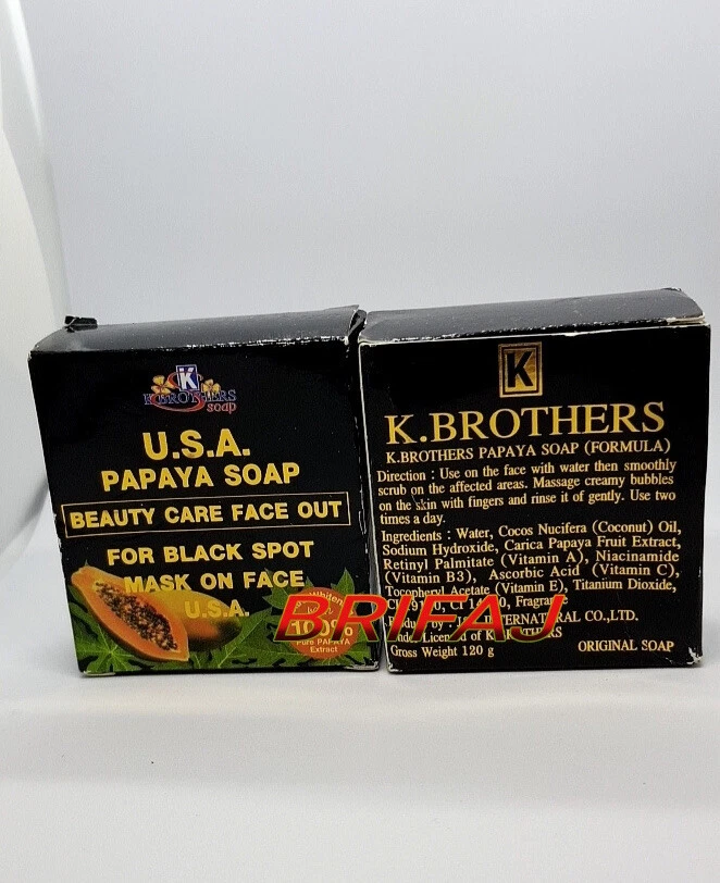 2 X K.BROTHERS USA PAPAYA SOAP BEAUTY CARE FACE OUT FOR BLACK SPOT MASK ON FACE