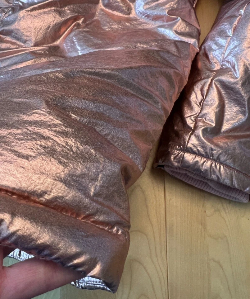 CHAQUETA ACOLCHADA J CREWCUTS ORO ROSA/ROSA METÁLICA CON CAPUCHA TALLA 16 Foto 4 de 4