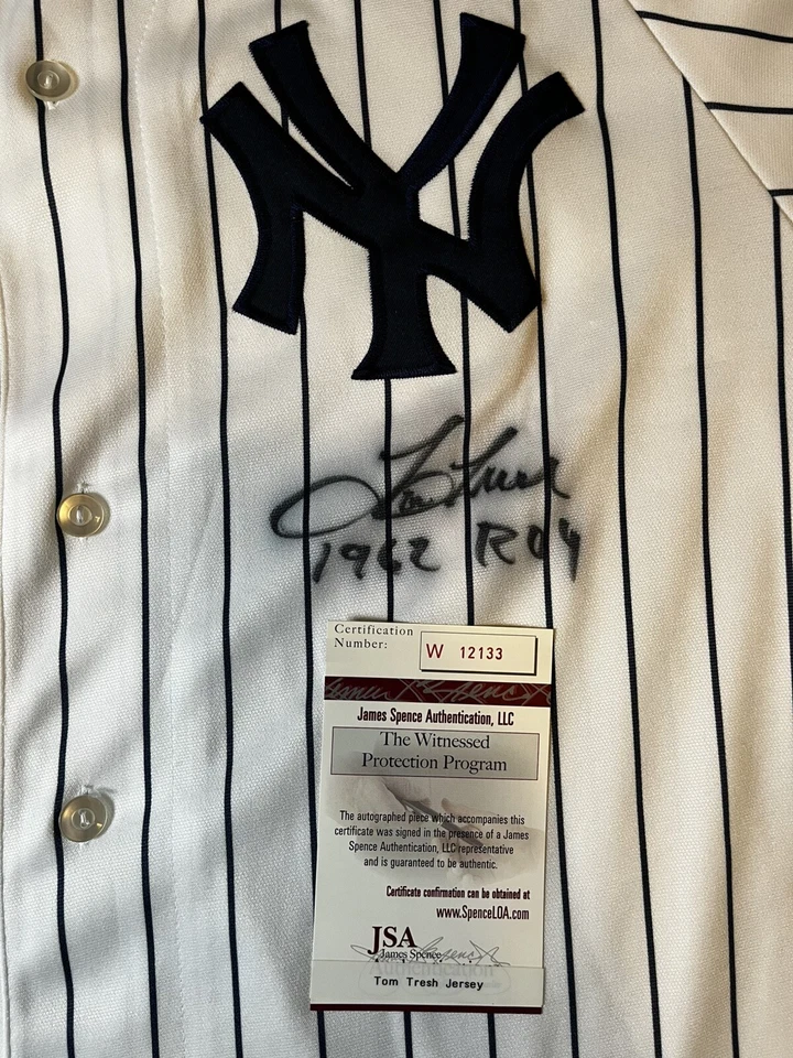 Camiseta Tom Tresh New York Yankees Autografiada 1962 Salón de la fama Autenticación JSA Foto 2 de 4