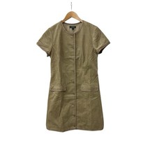 J Crew Parc Corduroy Collarless Stretch Beige Buckthorn Dress 12 Tall