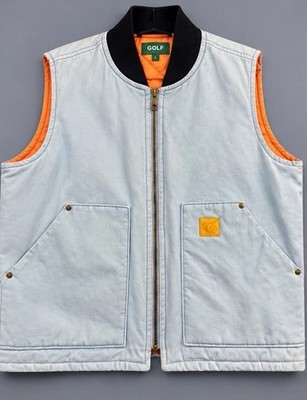 Golf Wang Tyler The Creator Quilted Utility Vest Blue Orange Men's Large