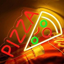 Pizza Neon Sign   USB LED, Pizza-Shaped, 14.6x8.3 in, for Pizzeria  Party Decor