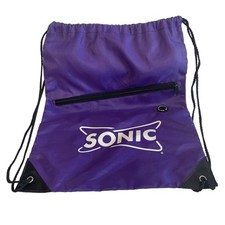 Sonic Purple Drawstring Backpack Bag Front Pocket Headphones Charm Cute