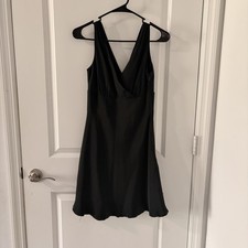 J. Crew Silk Black V-Neck Mini Dress Size 0