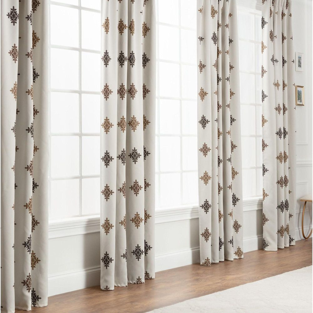 Затемняющие оконные занавески Chanasya 2pk Traverse с дамасским принтом для комнаты - Комплект