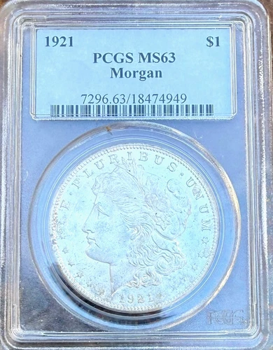 1921 Morgan Silver Dollar $1 PCGS MS63