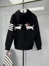 Thom Browne Men/Women's Classic Striped Puppy Embroidery Casual Hooded Jacket